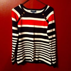 Long sleeve striped and buttons sweater by Karen Scott